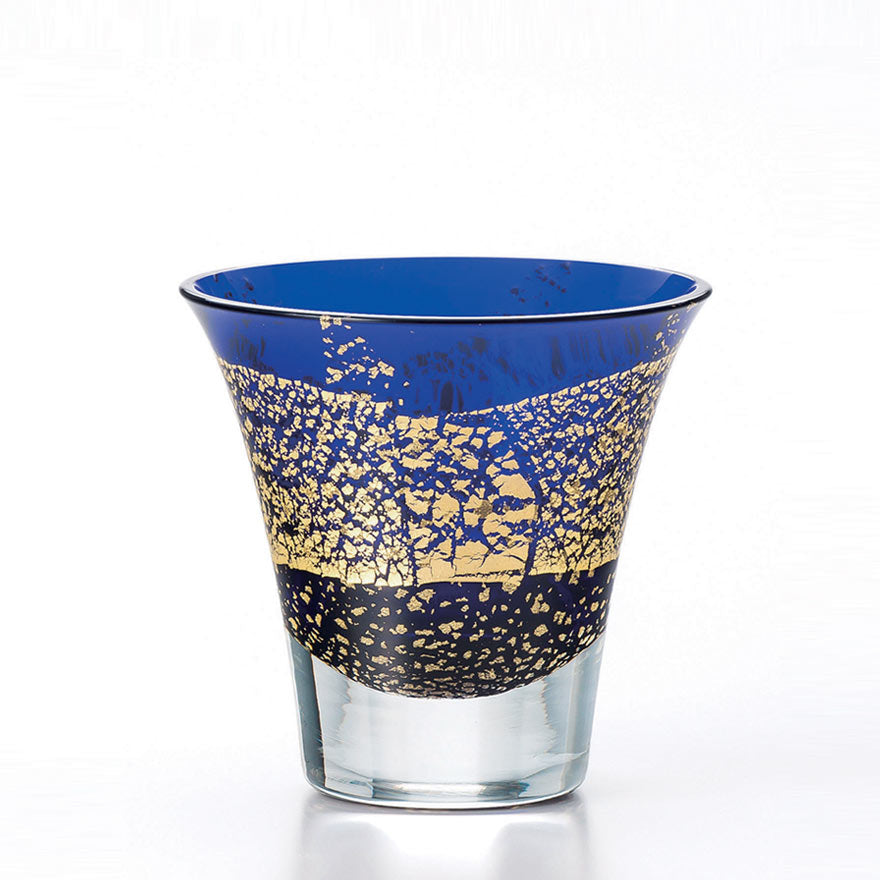 Blue Gold Leaf Crystal Sake Glass 85ml