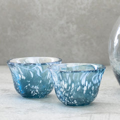 Handmade Glass Sake Set - Dark Blue 300ml
