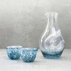 Handmade Glass Sake Set - Dark Blue 300ml