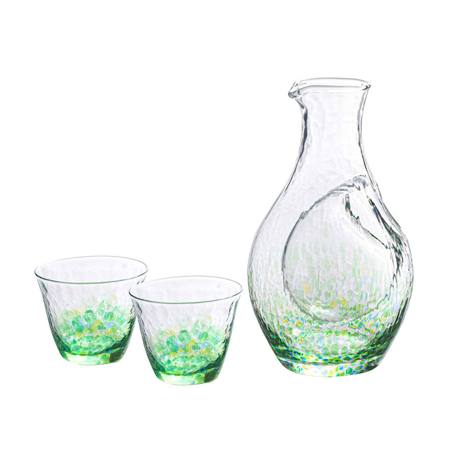 Handmade Glass Sake Set - Lime 300ml